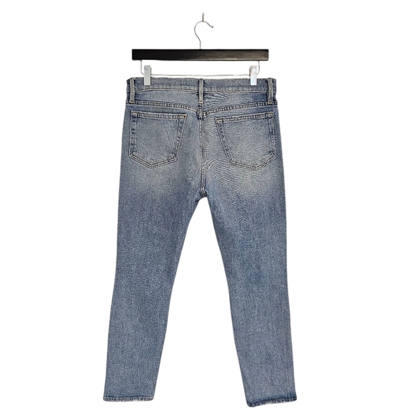 Frame Denim Le Boy High Rise Straight Leg Distressed Blue Jeans 29 Preowned - Picture 2 of 10